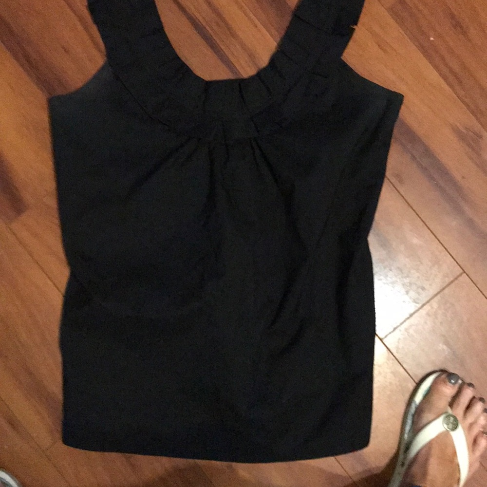 Etcetera black with ruffled neck sun top